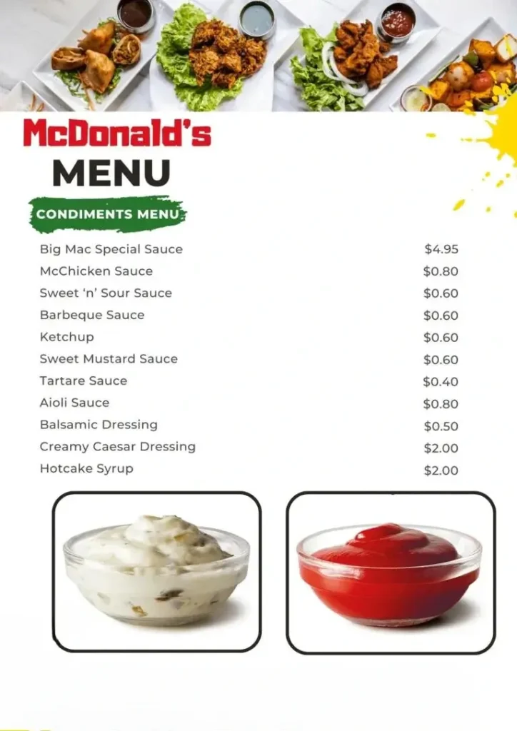 McDonald-Australia 
 Condiments-Menu