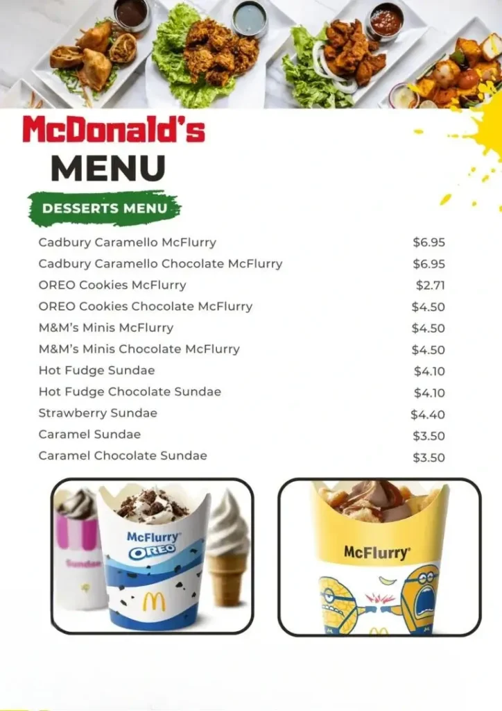 McDonalds-Australia Desserts-menu