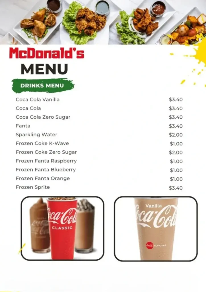 Mcdonalds Drinks Menu