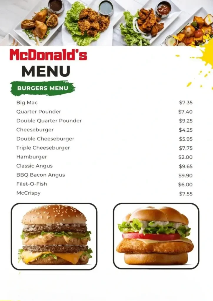 McDonalds Australia-burgers-menu