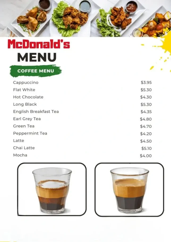 McDonalds-Coffee-Austrila menu